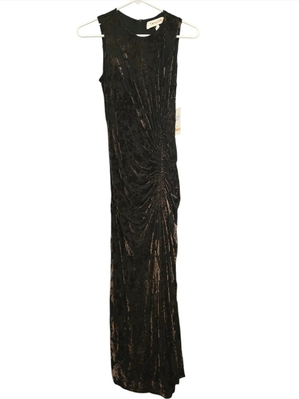 Taylor Brown Velvet Sheath Dress